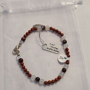 Red Jasper & White Agate Sterling Silver Bracelet